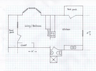 520 sq ft 2-room studio apartment, available Dec 7